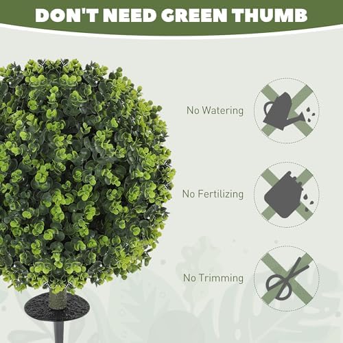 HOMCOM Artificial Boxwood Topiary Ball with Ground Stake