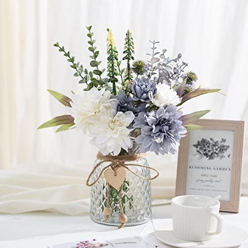 Artificial Blue Flowers with Vase Table Decor