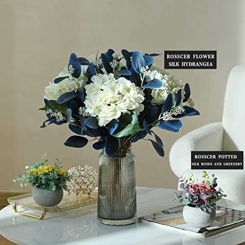 12 Pcs Artificial Eucalyptus Stems with Berries Navy Blue