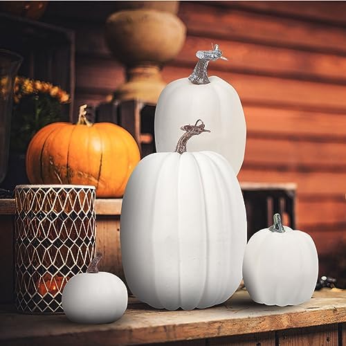 Garneck 7PCS Realistic Pumpkin Ornament for Halloween and Thanksgiving