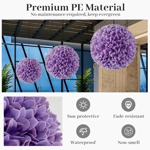 Goplus 11 Inch Artificial Topiary Balls Purple Set of 2