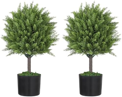 HOMCOM Artificial Topiary Set of 2 Indoor Outdoor Plants