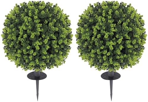 HOMCOM Artificial Boxwood Topiary Ball with Ground Stake