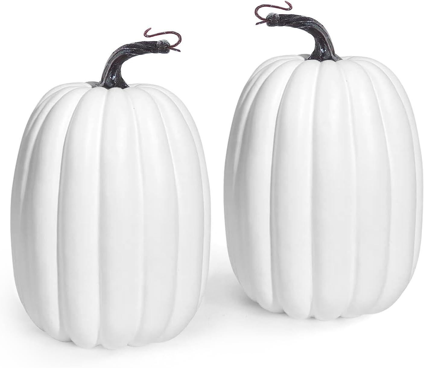 Artmag 8 Inch Artificial White Pumpkins 2PCS Fall Decor