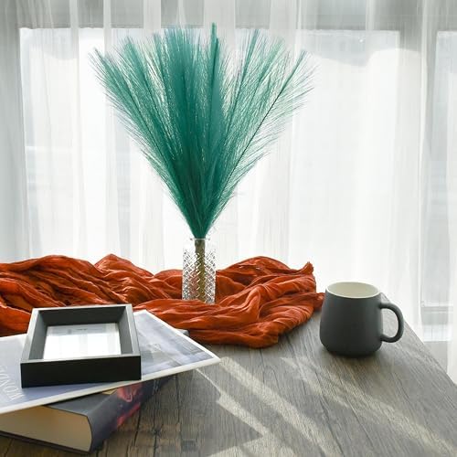 Mandys Teal Silk Pampas Grass Bouquet 20 Stems
