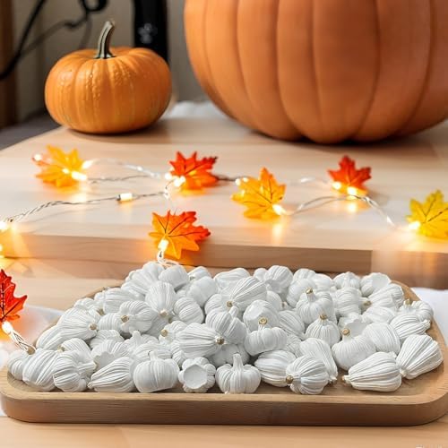 FESTGLOX 100Pcs Mini Resin Pumpkins for Fall Decor