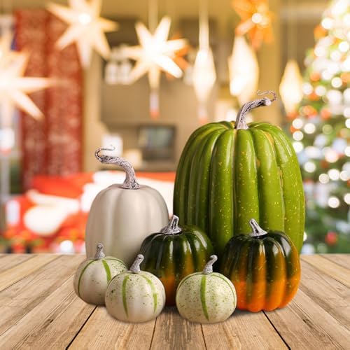 Surakey Artificial Pumpkins 7PCS Foam Set for Fall Decor