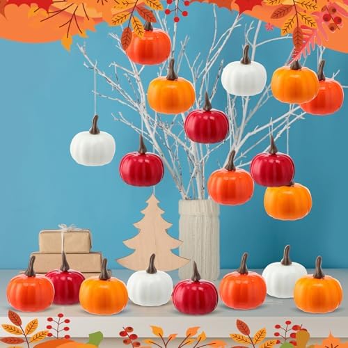 Thyle Mini Artificial Pumpkins 48 Pcs Fall Decor Set