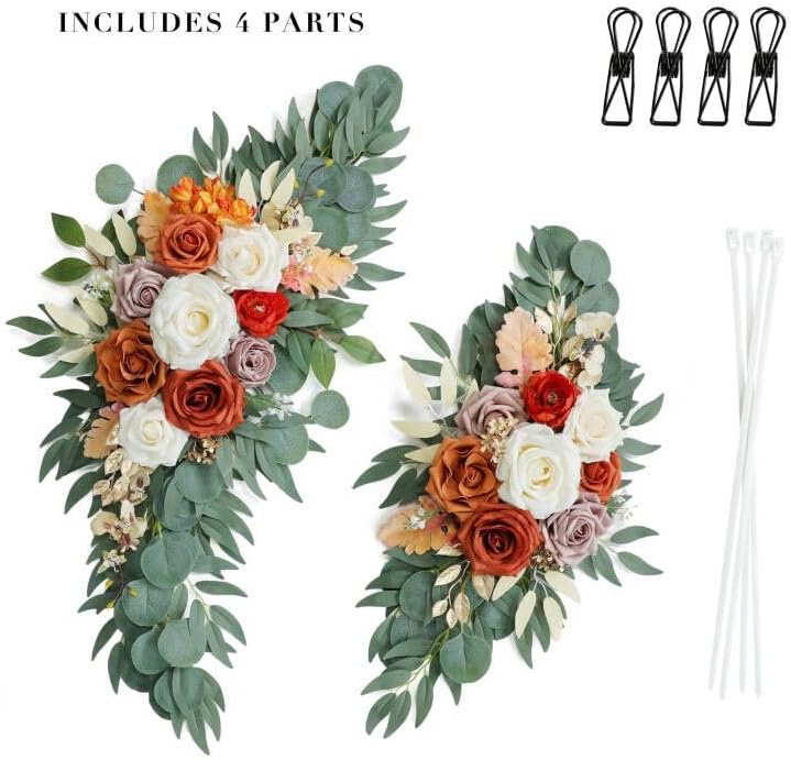 Burnt Orange Wedding Arch Flowers Set of 2