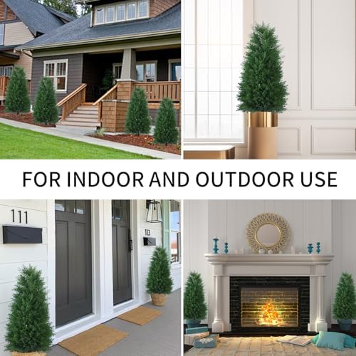 Howngyesimu 3FT Artificial Cedar Topiary Trees 2 Pack