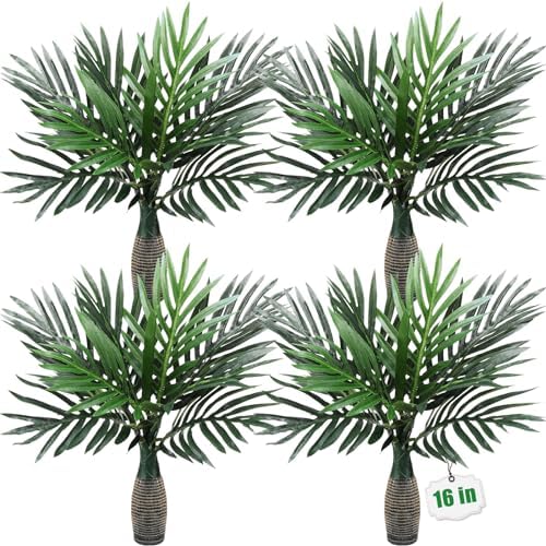 Jexine 4 Pcs 16 Inch Artificial Palm Tree Set