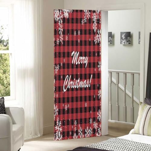 Susiyo Christmas Door Cover with Stretch Fabric Plaid
