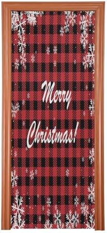 Susiyo Christmas Door Cover with Stretch Fabric Plaid