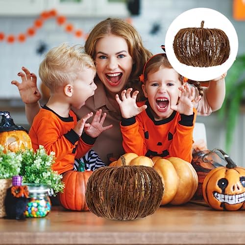 MAGICLULU Artificial Rattan Pumpkin for Halloween Thanksgiving