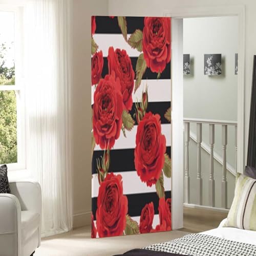 Susiyo Halloween Roses Black Stripes Door Cover