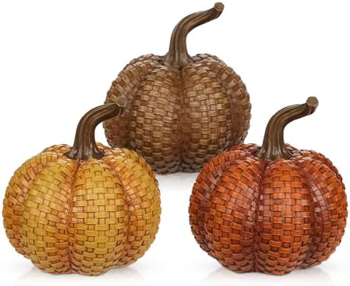 Hollyone Fall Resin Pumpkins Decor 3PCS