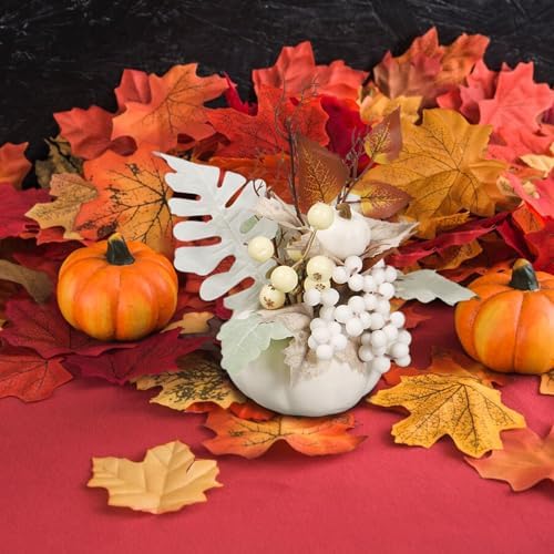 FQQWEE 3pcs Fall Potted Plants Artificial Decor Set