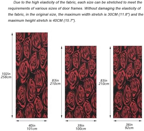 Susiyo Red Floral Halloween Door Cover 32x79 in