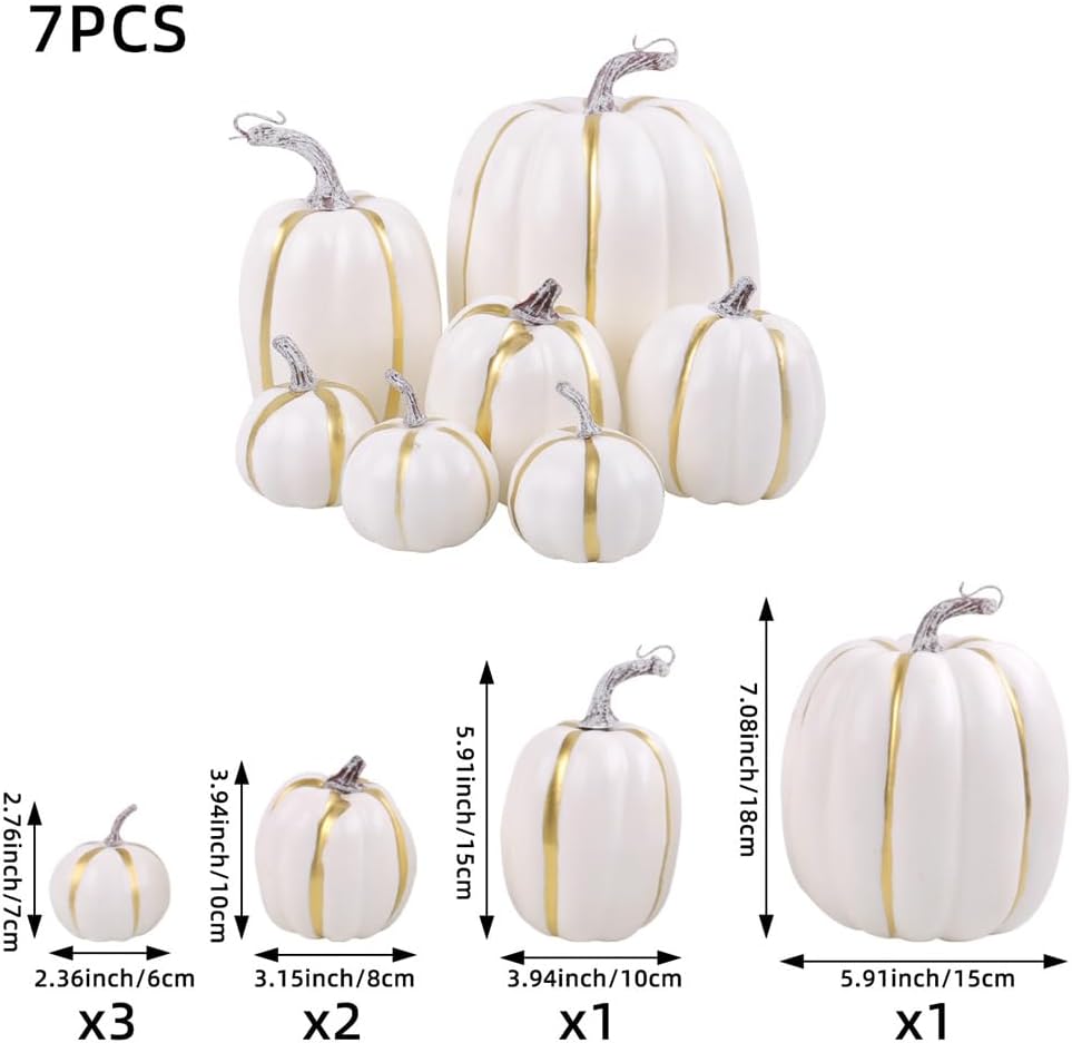 Surakey Artificial Pumpkins 7PCS Foam Set for Fall Decor