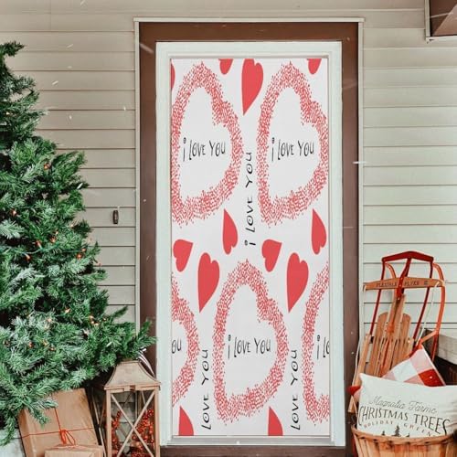 Susiyo Plush Red Heart Halloween Door Cover 32x79 In