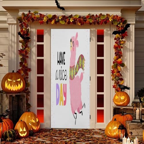 Susiyo Pink Funny Llama Door Cover Washable Elastic