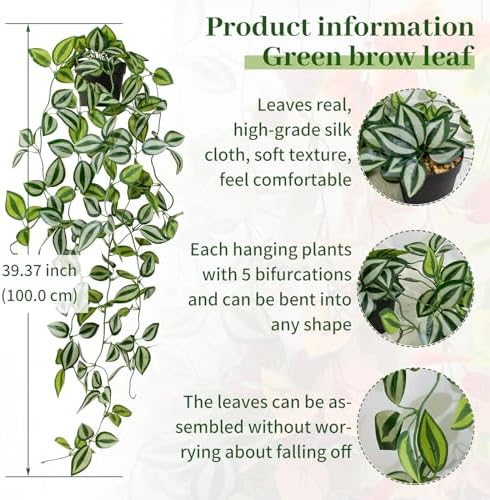Artificial Hanging Vine Plant 39-Inch Black Pot