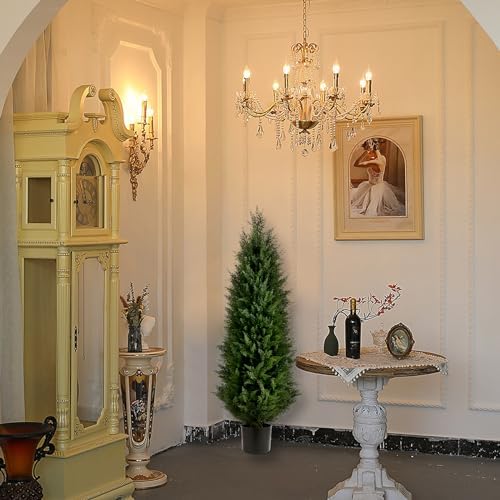 Artificial Cedar Trees Set of 2 UV Resistant Outdoor Faux Plants