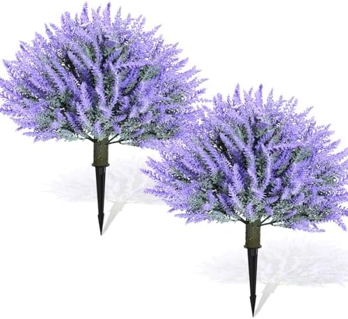 Yunlly 2 Pack 18 Inches Artificial Lavender Topiary Ball Trees