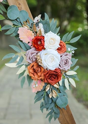 Burnt Orange Wedding Arch Flowers Set of 2