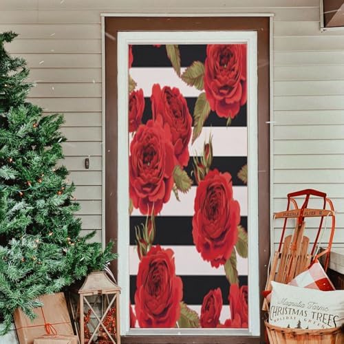 Susiyo Halloween Roses Black Stripes Door Cover