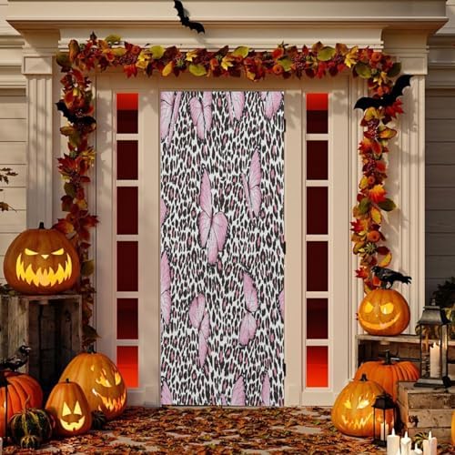 Susiyo Butterfly and Leopard Halloween Door Cover 32x79 in
