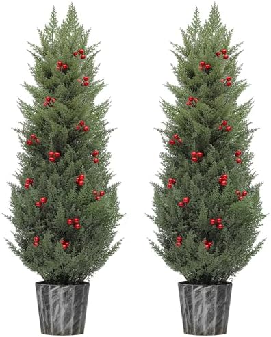 YITAHOME Artificial Cedar Topiary Trees 4FT 2 Pack
