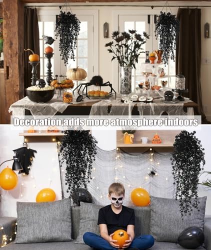 Black Artificial Hanging Plants 3-Pack UV Resistant
