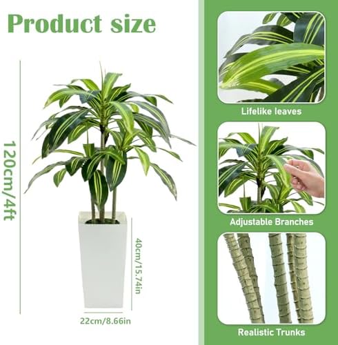 4ft Dracaena Artificial Plant with White Planter