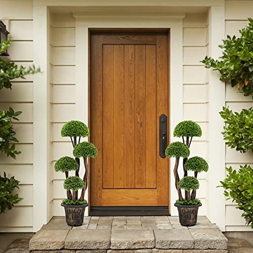 3ft Artificial Cypress Topiary Tree with Retro Cement Pot