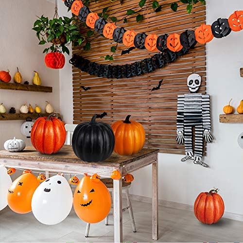 Winlyn Halloween Pumpkins Artificial Decorations 4 pcs Orange Black