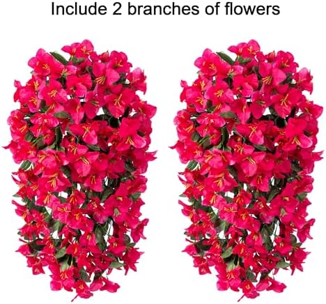HyeFlora Artificial Bougainvillea Hanging Flowers 2pcs Hot Pink