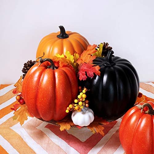 Winlyn Halloween Pumpkins Artificial Decorations 4 pcs Orange Black