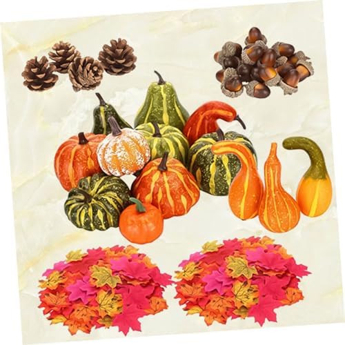 141pcs Artificial Pumpkin Acorn Maple Leaf Halloween Decor