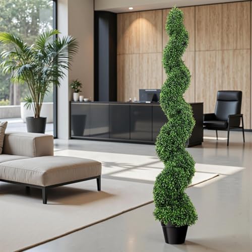 5 Ft Artificial Boxwood Spiral Topiary Trees 2 Pcs