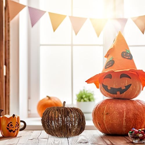 VOSAREA Halloween Rattan Pumpkin Decor 20CM