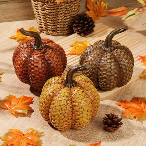 Hollyone Fall Resin Pumpkins Decor 3PCS