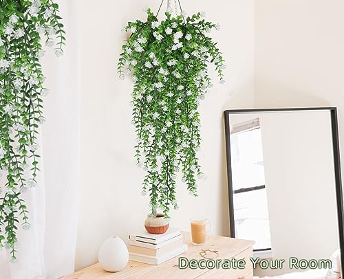 RECUTMS Artificial Hanging Plants White Set of 3