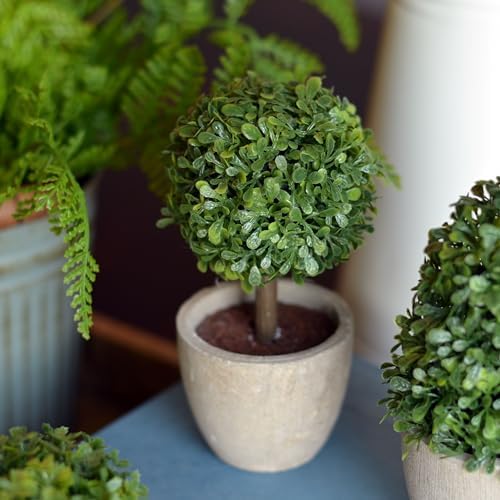 WHW Realistic Faux Boxwood Topiaries Set of 3