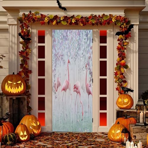 Susiyo Flamingos Garden Halloween Door Cover