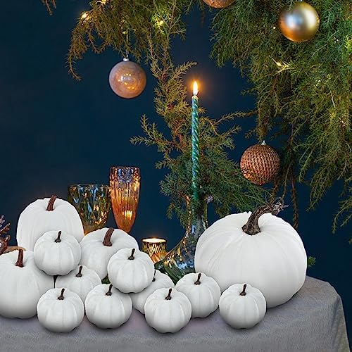 Woration Artificial Pumpkin Set 16pcs Velvet Fabric Fall Decor