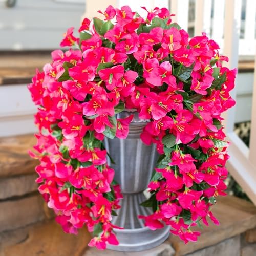 HyeFlora Artificial Bougainvillea Hanging Flowers 2pcs Hot Pink