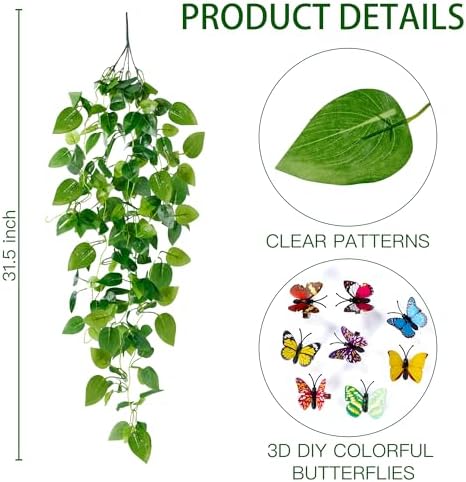Sggvecsy 4 Pc Artificial Hanging Ivy Plants No Baskets