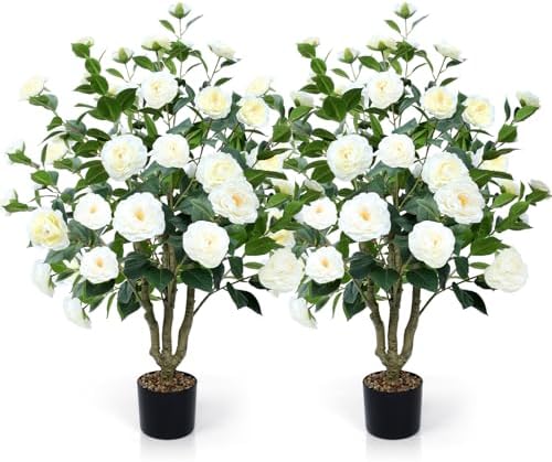 Lifelike Artificial Camellia Tree 2 Pack