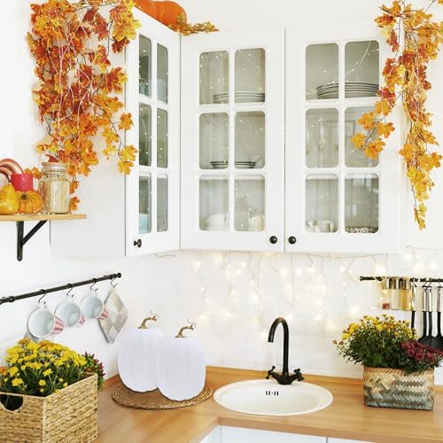 Winlyn 2 Pcs Fall White Artificial Pumpkins Decor